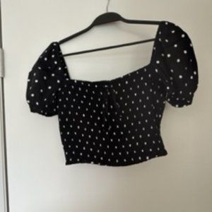 Black and White Polka Dot Crop Top